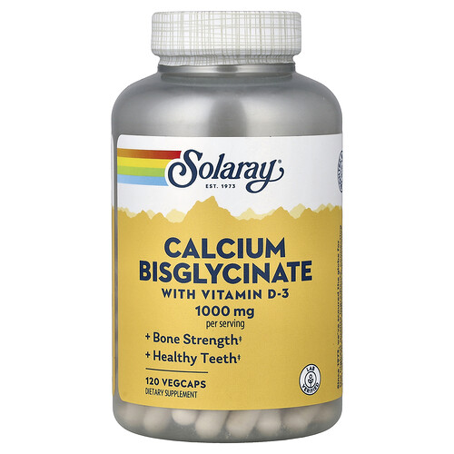Solaray Calcium Bisglycinate with Vitamin D-3, 120 VegCaps