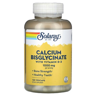Product Image for Solaray, Calcium Bisglycinate, With Vitamin D-3, 120 VegCaps