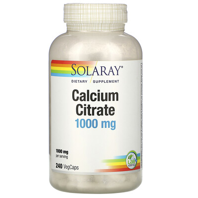 

Solaray цитрат кальция, 1000 мг, 240 растительных капсул