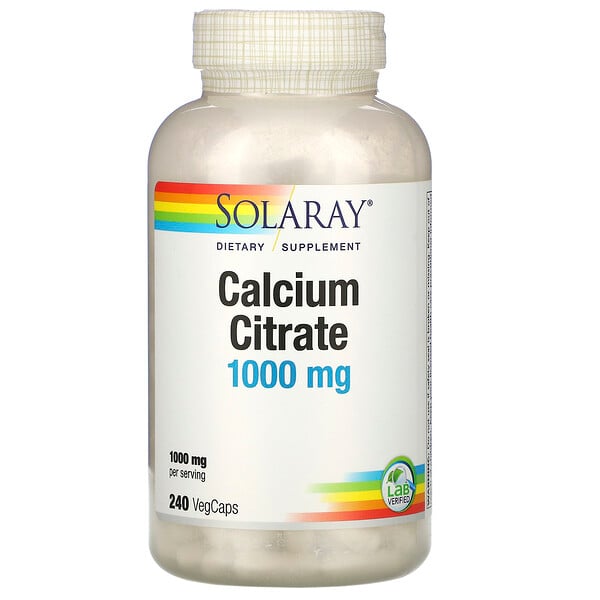 Solaray, цитрат кальция, 250 мг, 240 растительных капсул