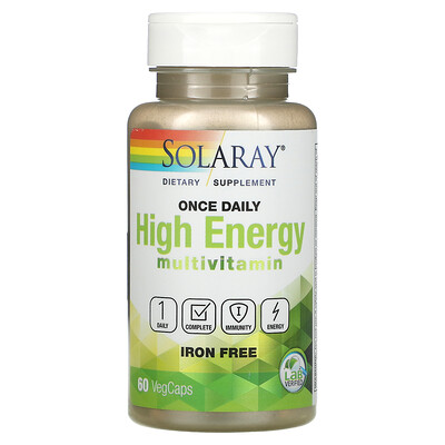 Solaray, Once Daily, High Energy Multivitamin, Iron Free, 60 VegCaps