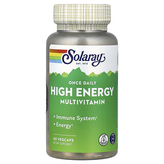 Solaray, Suplemento multivitamínico de una ingesta diaria de alta energía, Sin hierro, 60 cápsulas vegetales