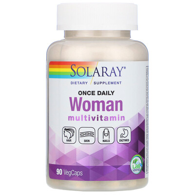 Solaray Женские мультивитамины, один раз в день, 90 растительных капсул