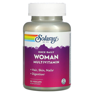Solaray, Женские мультивитамины, один раз в день, 90 растительных капсул