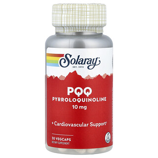 Solaray, PQQ, Pirroloquinolina, 10 mg, 30 cápsulas vegetales