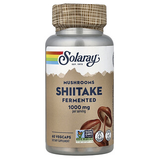 Solaray, Fermentované huby shiitake, 60 rastlinných kapsúl (500 mg na kapsulu)