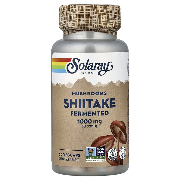 Solaray Fermented Shiitake Mushrooms, 60 VegCaps (500 mg per Capsule)
