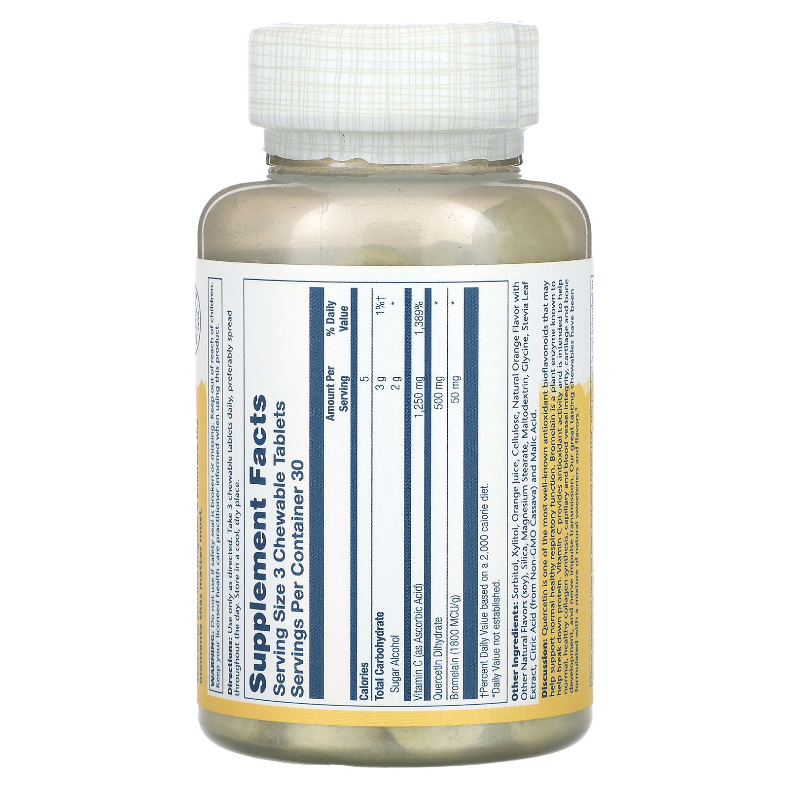 Solaray, Quercetin & Bromelain Plus Vitamin C Chewables, Natural Orange