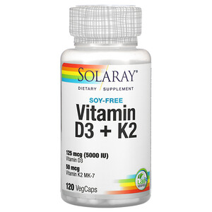 Отзывы о Соларай, Vitamin D3 + K2, Soy Free, 120 VegCaps