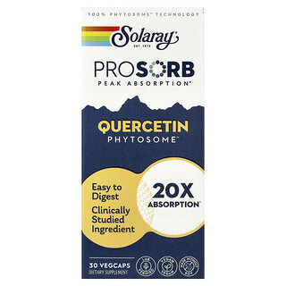 Solaray, Quercetin Phytosome™, фитосомы кверцетина, 30 растительных капсул (250 мг в 1 растительной капсуле)