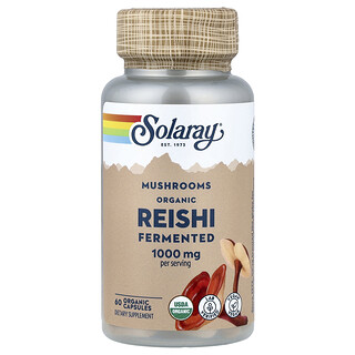 Solaray, Hongos reishi orgánicos fermentados, 60 cápsulas orgánicas (500 mg por cápsula)