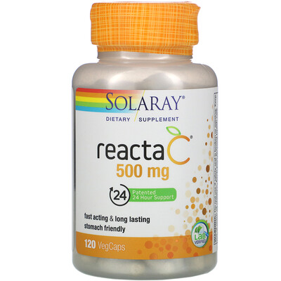 Solaray Reacta-C, 500 мг, 120 вегетарианских капсул