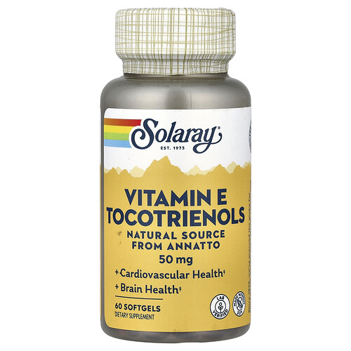Solaray, Vitamine E Tocotrienols, 50 mg, 60 Softgels