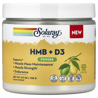 Solaray, HMB y vitamina D3 en polvo, Lima limón natural, 138 g (4,9 oz)