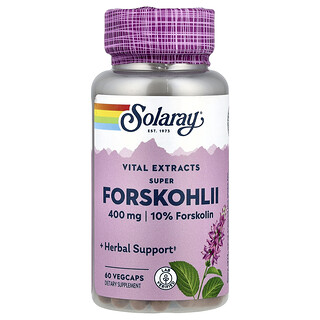 Solaray, Hierbas ayurvédicas, Super forskohlii, 400 mg, 60 cápsulas vegetales