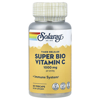 Solaray, Superbiovitamina C de liberación prolongada, 60 cápsulas vegetales