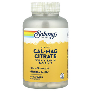 Solaray, Cal-Mag Sitrat 2:1 Oranı, 180 Kapsül