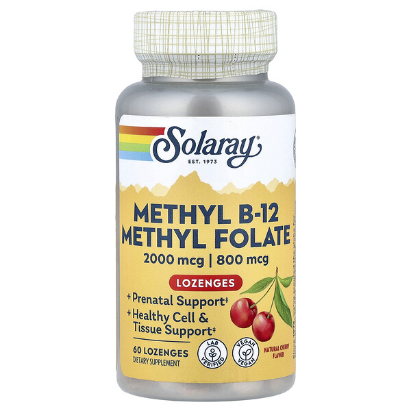 Solaray Methyl B-12 Methyl Folate, Natural Cherry, 60 Lozenges