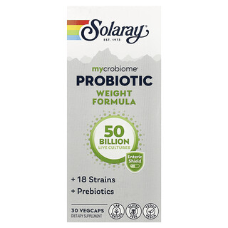 Solaray, Fórmula probiótica para mejorar el peso Mycrobiome®, 30 cápsulas vegetales