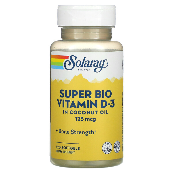 Супер био витамин D-3, 5 000 МЕ, 120 мягких таблеток