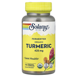 Solaray, Gefermenteerde biologische kurkuma, 425 mg, 100 biologische capsules