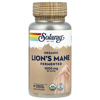 Solaray, Organska Lavlja griva, fermentirana, 60 organskih kapsula (500 mg po kapsuli)