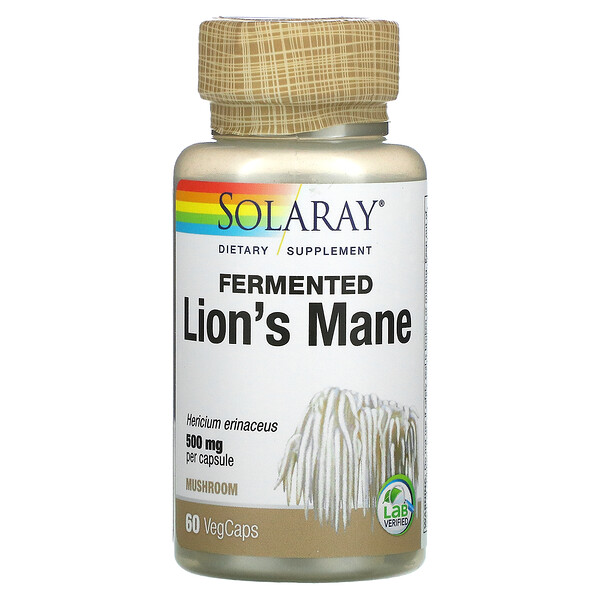 Solaray, Organically Grown Fermented Lion's Mane Mushroom, 500 mg , 60 VegCaps