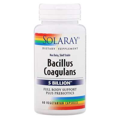 Solaray Bacillus Coagulans, 5 Billion, 60 Vegetarian Capsules