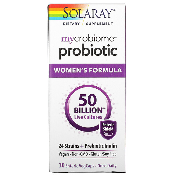 Solaray‏, Mycrobiome Probiotic‏, נוסחה לנשים, 50 מיליארד, 30 כמוסות צמחיות בציפוי אנטרי