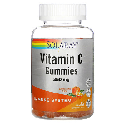 Solaray Vitamin C Gummies, Natural Orange, 250 mg, 60 Gummies