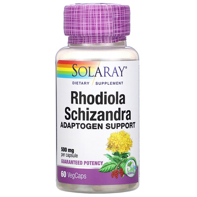 Solaray Rhodiola Schizandra, 500 mg, 60 VegCaps