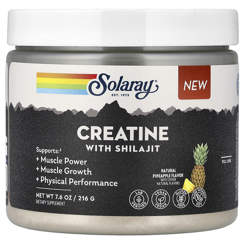 Solaray Creatine with Shilajit, Natural Pineapple, 7.6 oz (216 g)