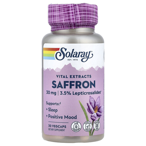Solaray Vital Extracts, Saffron, 30 mg, 30 VegCaps