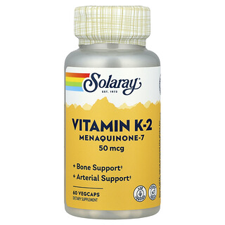 Solaray, Vitamin K-2 Menachinon-7, Vitamin K-2 und Menachinon-7, 50 mcg, 60 pflanzliche Kapseln