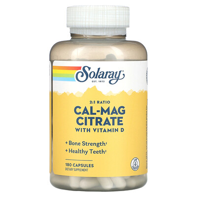 

Solaray Цитрат кальция и магния в соотношении 2:1 с добавлением витамина D-3, 180 капсул