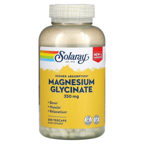 Solaray, Higher Absorption Magnesium Glycinate, 350 mg, 240 VegCaps