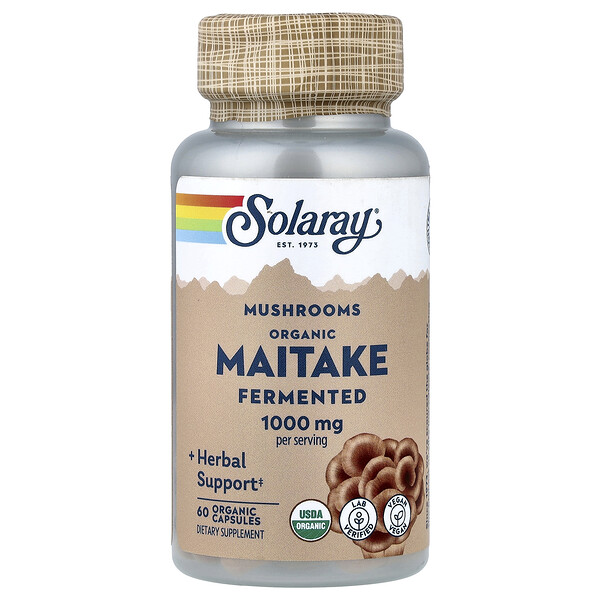 Solaray Mushrooms, Organic Fermented Maitake, 60 Organic Capsules (500 mg per Capsule)