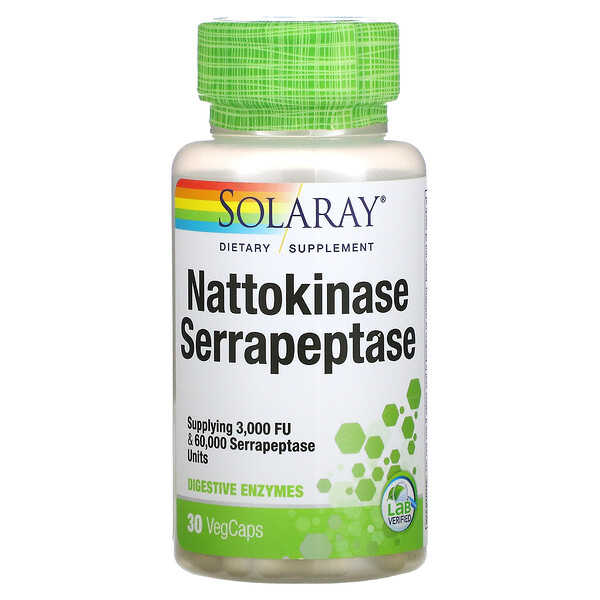 Solaray‏, Nattokinase Serrapeptase, 30 Vegetarian Capsules
