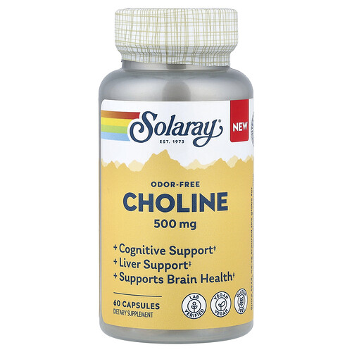 Solaray Choline, Odor-Free, 500 mg, 60 Capsules