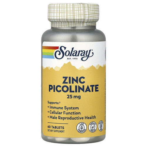 Solaray Zinc Picolinate, 25 mg, 60 Tablets