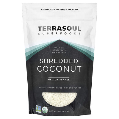 Terrasoul Superfoods Shredded Coconut Medium Flakes 16 oz (454 g)