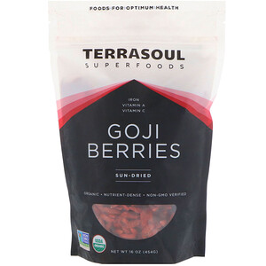 Отзывы о Terrasoul Superfoods, Goji Berries, Sun-Dried, 16 oz (454 g)