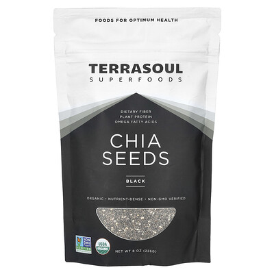Terrasoul Superfoods  Chia Seeds  Black  8 oz (226 g)