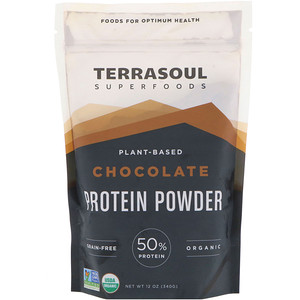 Отзывы о Terrasoul Superfoods, Plant-Based Protein Powder, Chocolate, 12 oz (340 g)