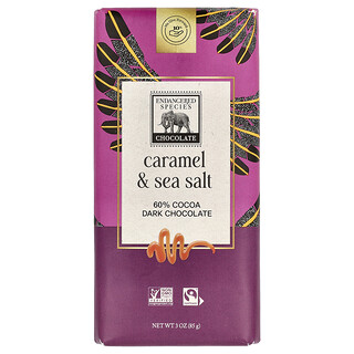 Endangered Species Chocolate, Caramel & Sea Salt Dark Chocolate, 60% Cocoa, 3 oz (85 g)
