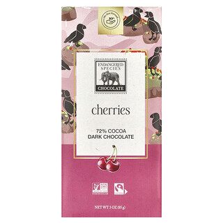 Endangered Species Chocolate, Cherries Dark Chocolate, 72% Cocoa, 3 oz (85 g)