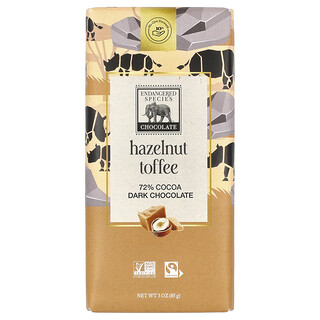 Endangered Species Chocolate, ヘーゼルナッツトフィー＋ダークチョコレート、カカオ72％、85g（3オンス）