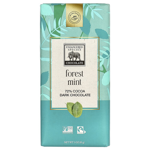 Endangered Species Chocolate, Forest Mint + Dark Chocolate, 72% Kakao, 85 g (3 oz.)