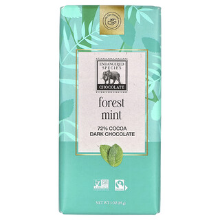 Endangered Species Chocolate, Skogsmynte + mørk sjokolade, 72 % kakao, 85 g