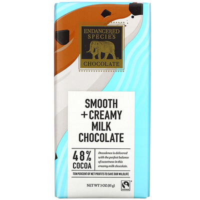 Endangered Species Chocolate Smooth + Creamy Milk Chocolate, 48% Cocoa, 3 oz (85 g)
